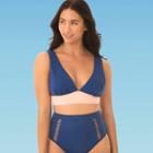 Women's Slimming Control Colorblock Bikini Top - Beach Betty By Miracle Brands Navy S, Women's, Size: