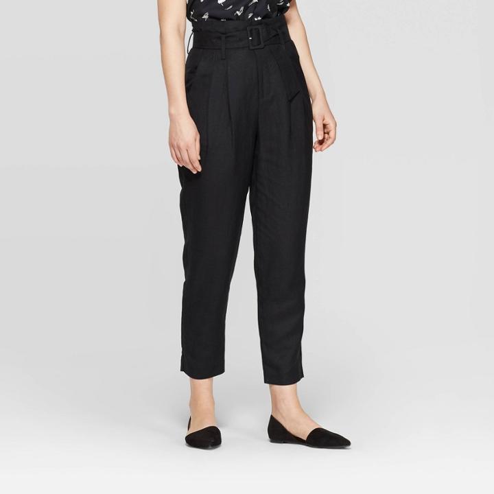 Target Women's Regular Fit High-rise Straight Leg Ankle Length Pants - A New Day Black