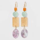 Semi-precious With Worn Gold Drop Earrings - Universal Thread Red/lilac/jade, Red/purple/green
