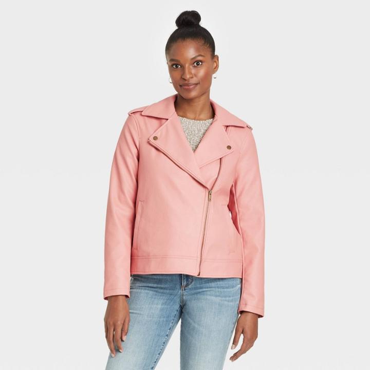 Women's Zipper Moto Jacket - Universal Thread Pink