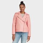 Women's Zipper Moto Jacket - Universal Thread Pink