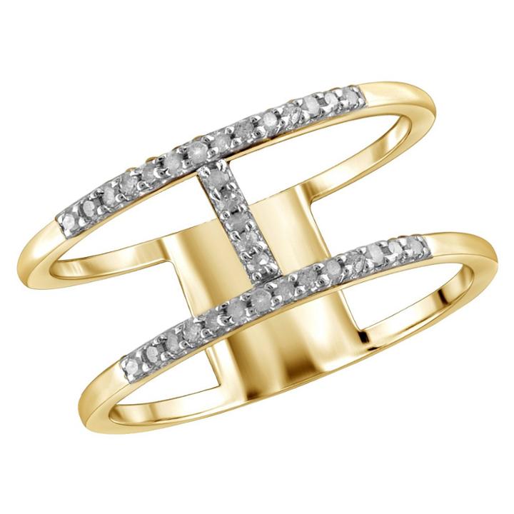Distributed By Target 1/10 Ct. T.w. Round-cut White Diamond Prong Set H Ring In Sterling Silver - Yellow