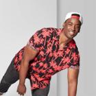 Men's Tall Printed Short Sleeve Resort Button-down Shirt - Original Use Black