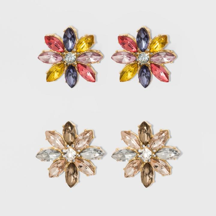 Sugarfix By Baublebar Bejeweled Stud Earrings Set Of Two, Multicolor Rainbow