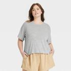 Women's Linen Boxy Short-sleeve T-shirt - Universal Thread Gray