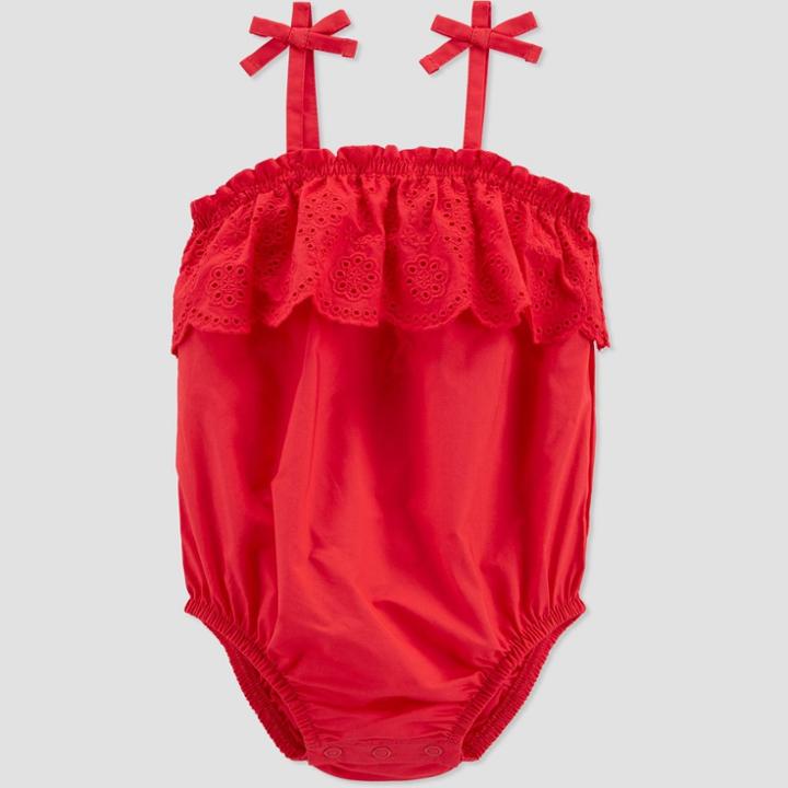 Baby Girls' Eyelet Bubble Romper - Just One You Made By Carter's Red