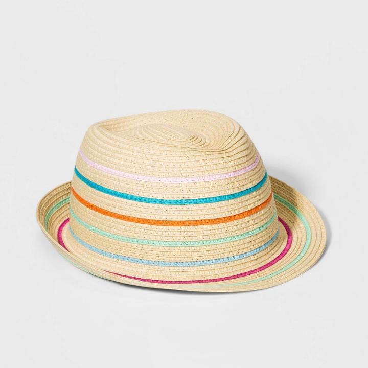 Girls' Striped Hat - Cat & Jack Green One Size, Girl's