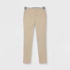 French Toast Girls' Woven Pull-on Uniform Chino Pants With Contrast Waistband - Khaki (green)
