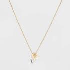 No Brand Gold Plated 'sisters' Double Butterfly Two-tone Pendant Necklace - Gold