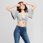 Women's Short Sleeve Knit Cropped Layer - Xhilaration Heather Gray