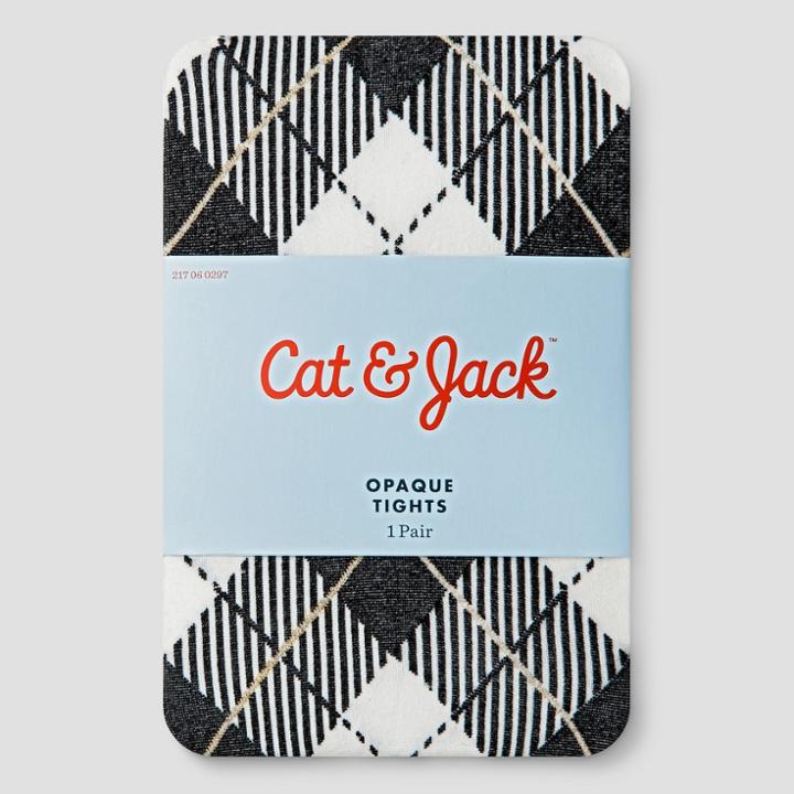 Baby Girls' Tartan With Lurex Tights - Cat & Jack Almond Cream
