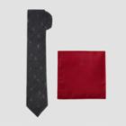 Men's Halo Tree Tie And Pocket Square Set - Goodfellow & Co Charcoal Gray
