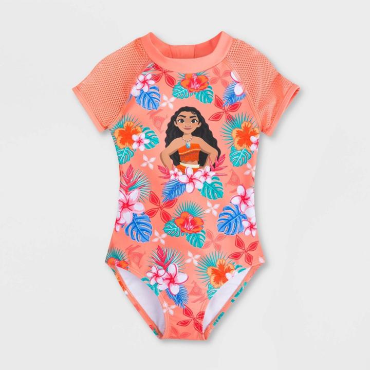 Girls' Disney Moana One Piece Swimsuit - Orange 3 - Disney