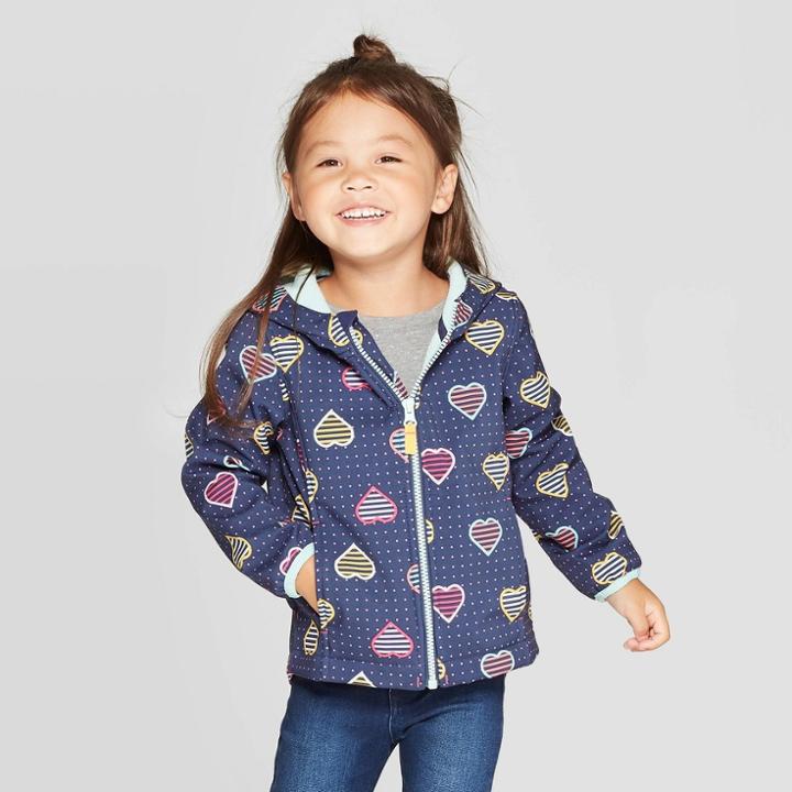 Toddler Girls' Heart Softshell Jacket - Cat & Jack Navy (blue)