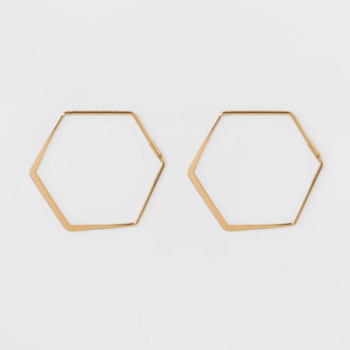 Hexagon Shaped Hoop Earrings - A New Day Gold