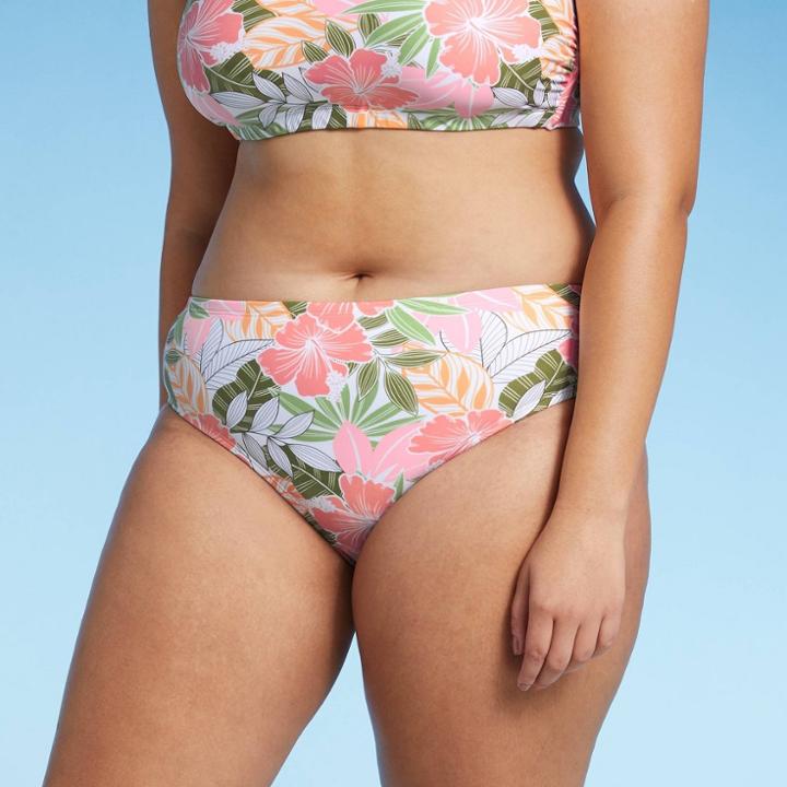 Juniors' Plus Size Hipster Bikini Bottom - Xhilaration Multi Tropical Print X,