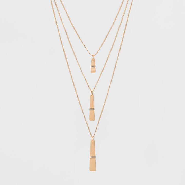 Target Multi Row Linear Bar And Wire Wrap Layered Necklace - Universal Thread Gold