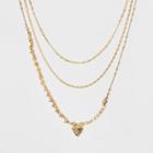 Mixed Chains And Beading With Triangle Stone Layered Necklace - Universal Thread Gold, Women's
