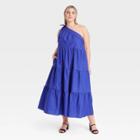 Women's Plus Size One Shoulder Sleeveless Dress - Who What Wear Blue