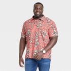 Men's Big & Tall Regular Fit Short Sleeve Slub Jersey Collared Polo Shirt - Goodfellow & Co Coral Pink/floral Print