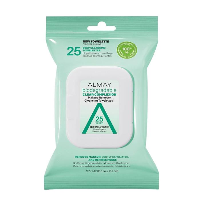 Almay Biodegradable Clear Complexion Makeup Remover Cleansing Towelettes - 25ct, Adult Unisex
