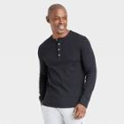 Men's Long Sleeve Textured Henley Shirt - Goodfellow & Co Black