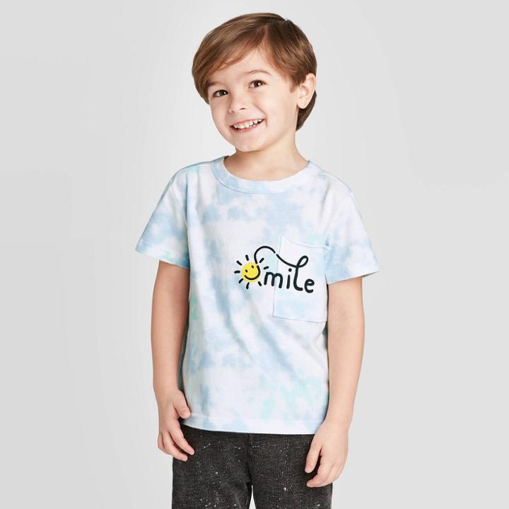 Petitetoddler Boys' Short Slevee Tie-dye Smile Pocket Graphic T-shirt - Art Class White 12m, Toddler Boy's