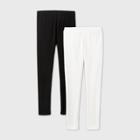 Girls' 2pk Sparkle Leggings - Cat & Jack Black/cream