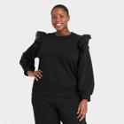 Women's Plus Size Puff Sleeve Sweatshirt - Who What Wear Black