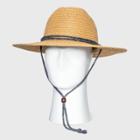 Men's Straw Lifeguard Panama Hat With Red/white Cord - Goodfellow & Co Brown