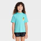 Girls' Solid Fruit Short Sleeve Rash Guard Swim Top - Cat & Jack Blue