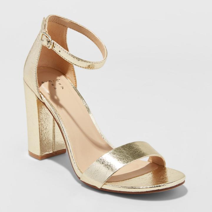 Women's Ema Wide Width High Block Heel Pumps - A New Day Gold 7w,