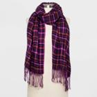 Women's Striped Double Layer Oblong Scarf - A New Day Purple One Size, Women's
