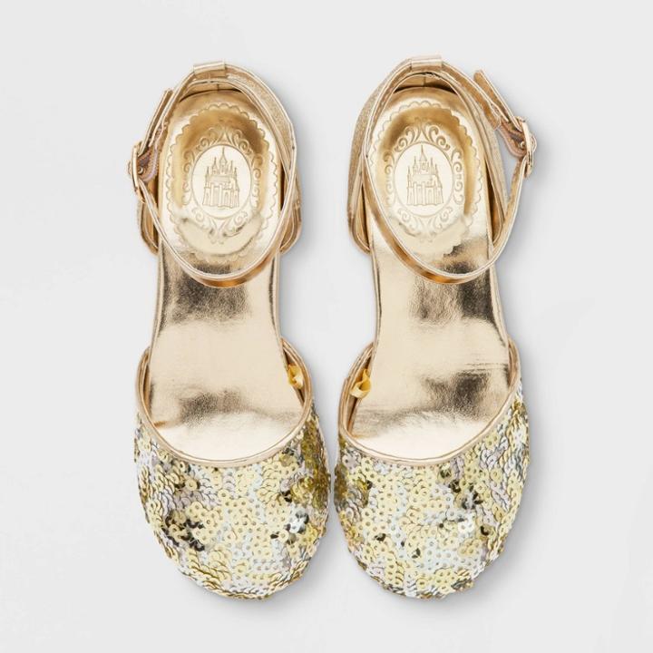 Disney Princess Girls' Disney Gold Princess Ballet Flats - Gold 9 - Disney Store, Girl's, Yellow