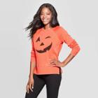 Grayson Threads Women's Jack O'lantern Long Sleeve Graphic Sweatshirt (juniors') - Orange