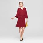 Women's 3/4 Sleeve Crepe Dress - A New Day Burgundy (red)