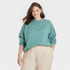 Women's Plus Size Slouchy Mock Turtleneck Pullover Sweater - A New Day Blue