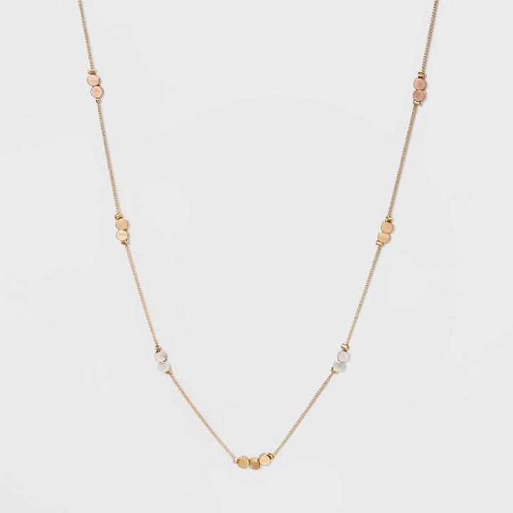 Long Brass Beads Necklace - Universal Thread Gold