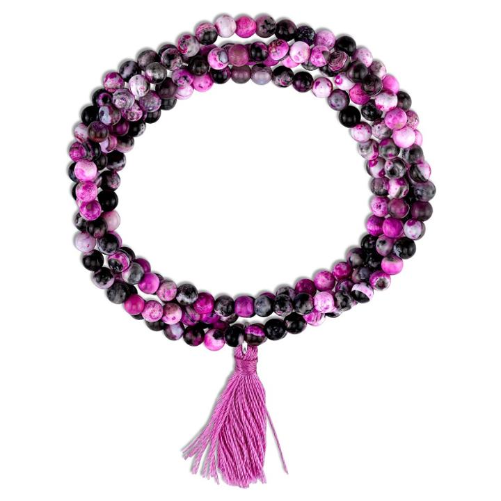 Distributed By Target Women's Silver Plated Light Pink Fancy Jasper Wrap Bracelet -