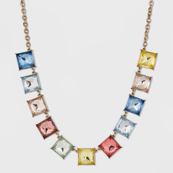 Sugarfix By Baublebar Crystal Baguette Statement Necklace - Rainbow, Girl's
