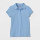 Girls' Short Sleeve Pique Uniform Polo Shirt - Cat & Jack Light Blue