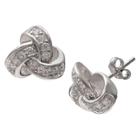 Distributed By Target Women's Polished Cubic Zirconia Love Knot Stud Earrings In Sterling Silver - Silver/clear