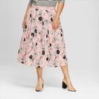 Women's Plus Size Floral Print Mix Pleated Skirt - Who What Wear Pink 16w, Pink Floral