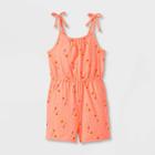 Toddler Girls' Palm Tree Knit Romper - Cat & Jack Orange