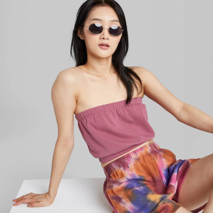 Women's Cropped Bubble Tube Top - Wild Fable Grape