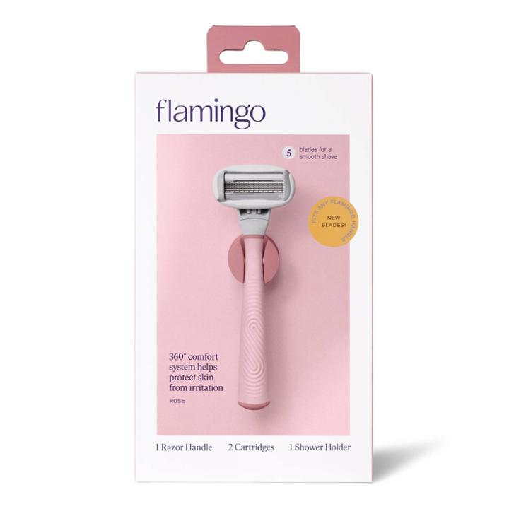 Flamingo 5-blade Women's Razor - 1 Razor Handle + 2 Razor Blade Refills - Rose