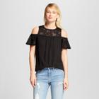 Women's Wrap Front Top Short Sleeve Blouse - Lily Star (juniors') Black