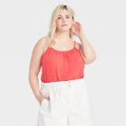 Women's Plus Size Gauze Tank Top - Universal Thread Coral