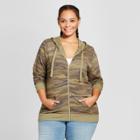 Women's Plus Size Zip Graphic Hoodie - Grayson Threads (juniors') Camo Green