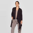 Women's Long Sleeve Open Front With Lace Details Cardigan - Knox Rose Black